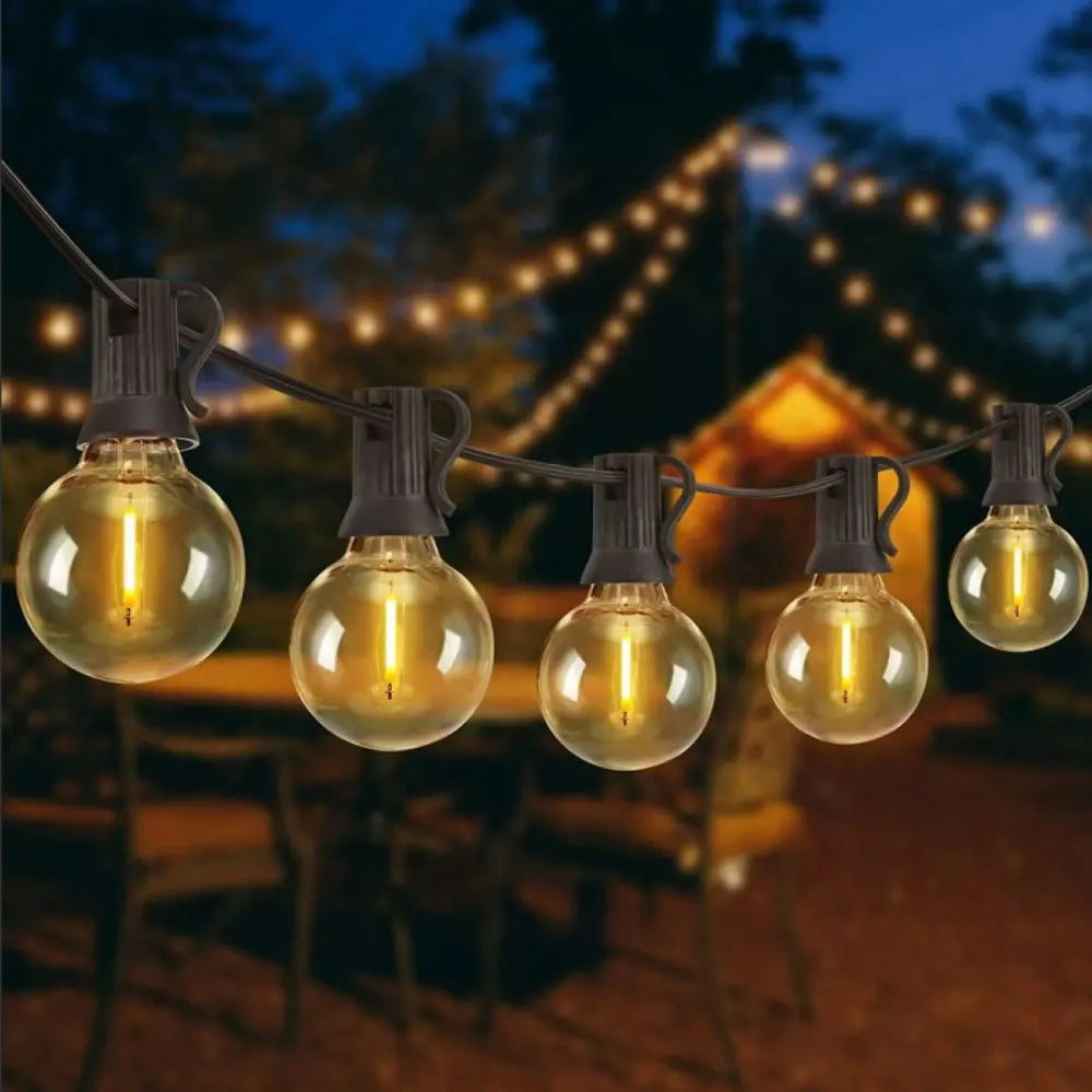 Luci di Natale da esterno, luci da patio, alimentate a energia solare e tramite USB, impermeabili.
