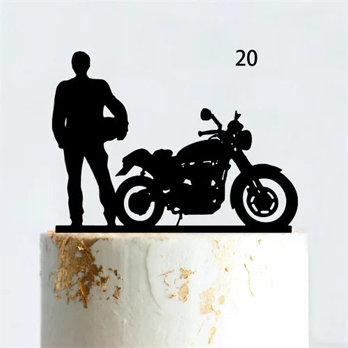 Decorazione per torta nuziale in stile divertente con motocicletta