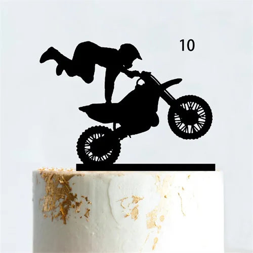 Decorazione per torta nuziale in stile divertente con motocicletta