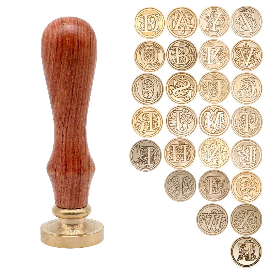 Siegelwachs-Siegelstempel, uralt, klassisch, 26 Buchstaben, A-Z, Alphabet, Initiale