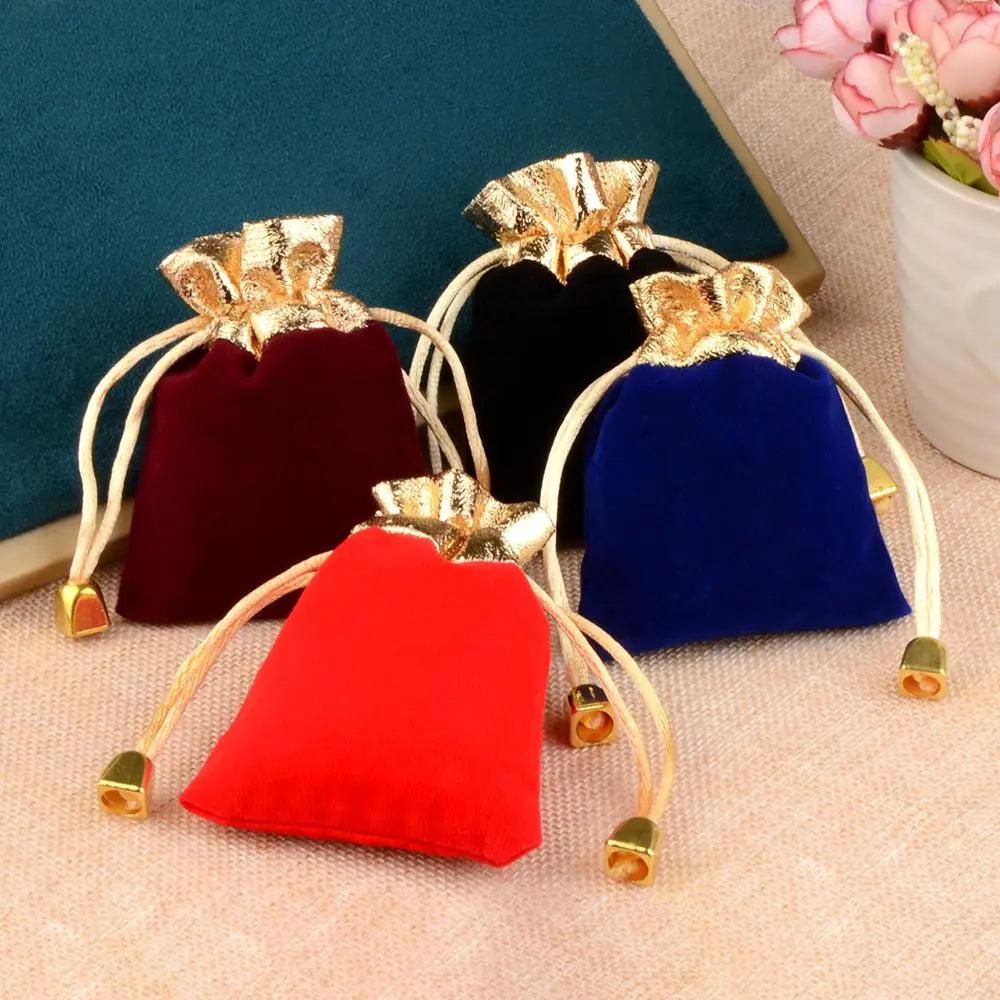 Geschenktüte Kordelzug Samt Taschen Gold Farbe Trim Für Hochzeit