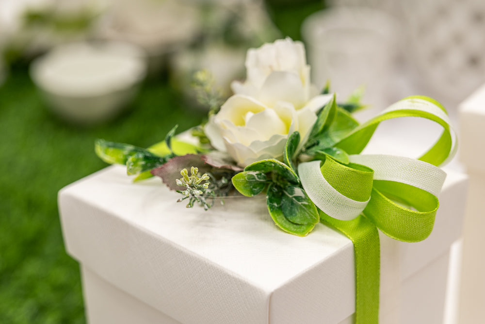 Gift Box Small Complete with Ribbon and Silk Flowers