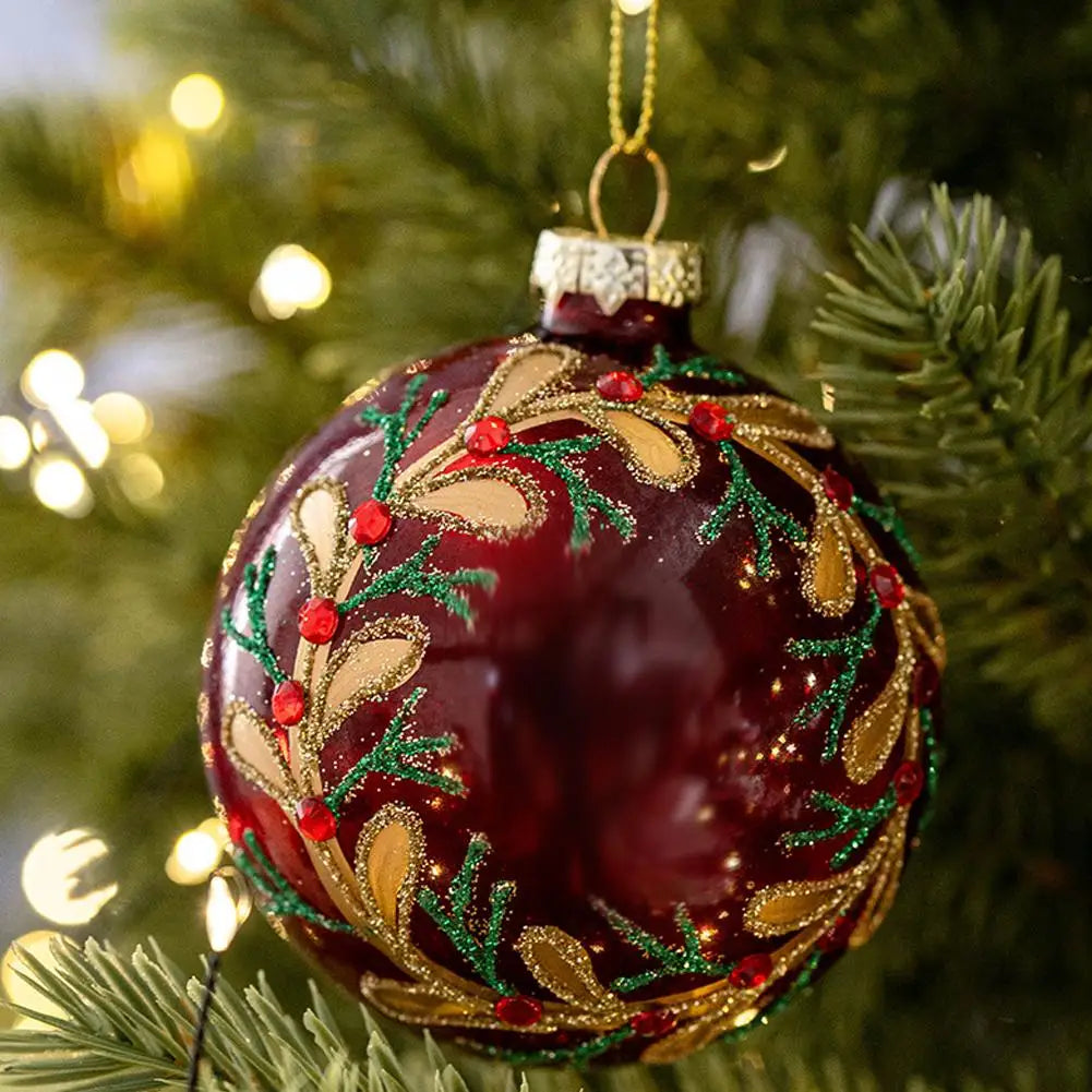 Decorazioni per l'albero di Natale, palline di vetro glitterate.