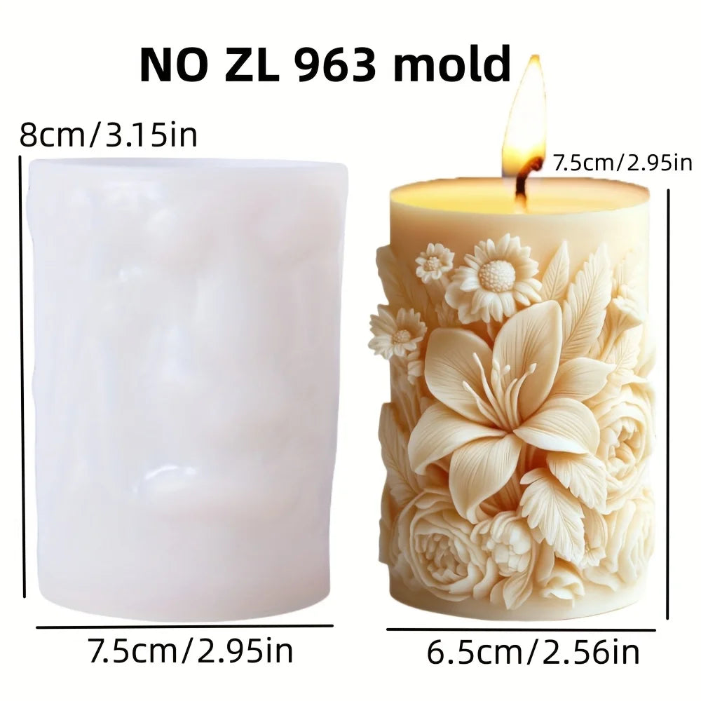 Stampo in silicone per candele cilindriche in gesso a forma di fiore di lavanda