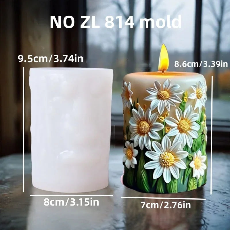Stampo in silicone per candele cilindriche in gesso a forma di fiore di lavanda
