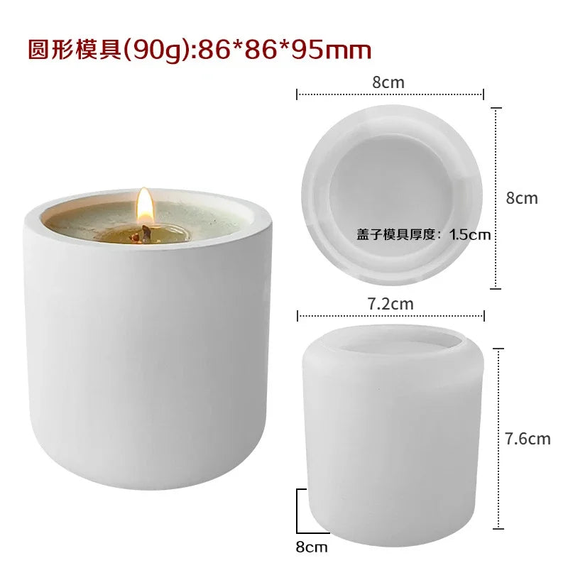 Stampo per candela a forma di tazza, semplice, a strisce, in gesso, cemento, resina e silicone