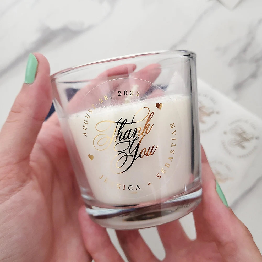 Etichette adesive trasparenti in lamina d'oro, ideali per tutti gli articoli di cancelleria per eventi.