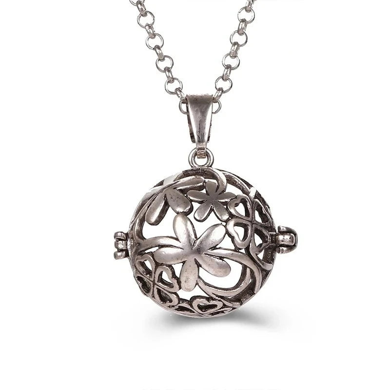 Collana con medaglione, campanellino musicale Mexico Chime, chiamata a sfera degli angeli, collana vintage per gravidanza, diffusore di oli essenziali per aromaterapia, accessori