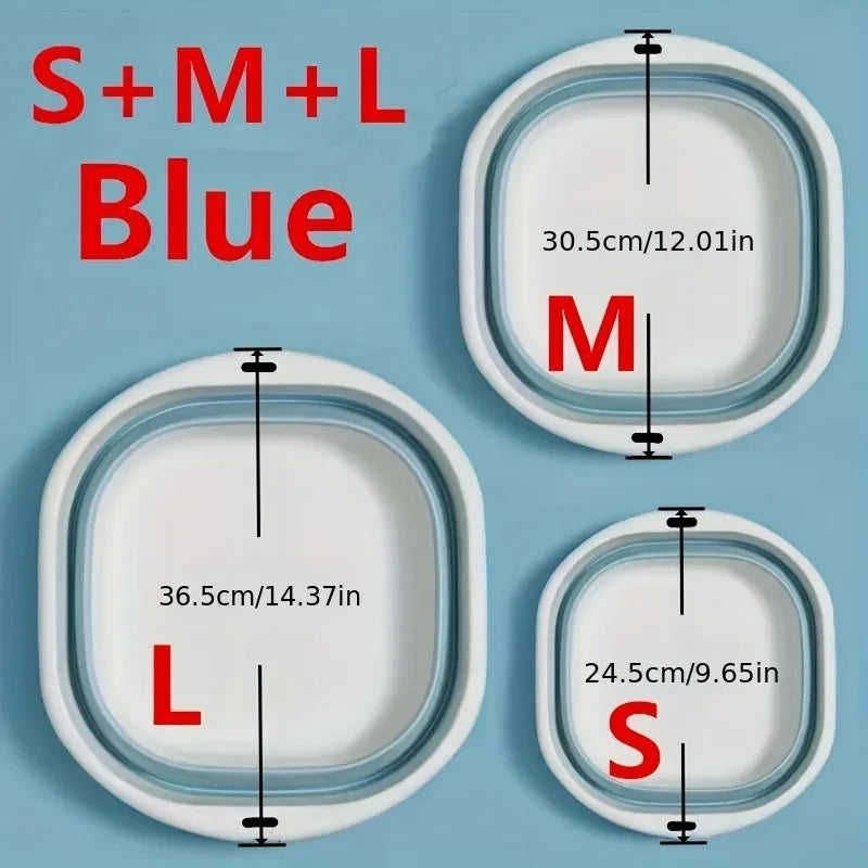 Cestini portabiancheria pieghevoli per lavabo, confezione da 3, salvaspazio.