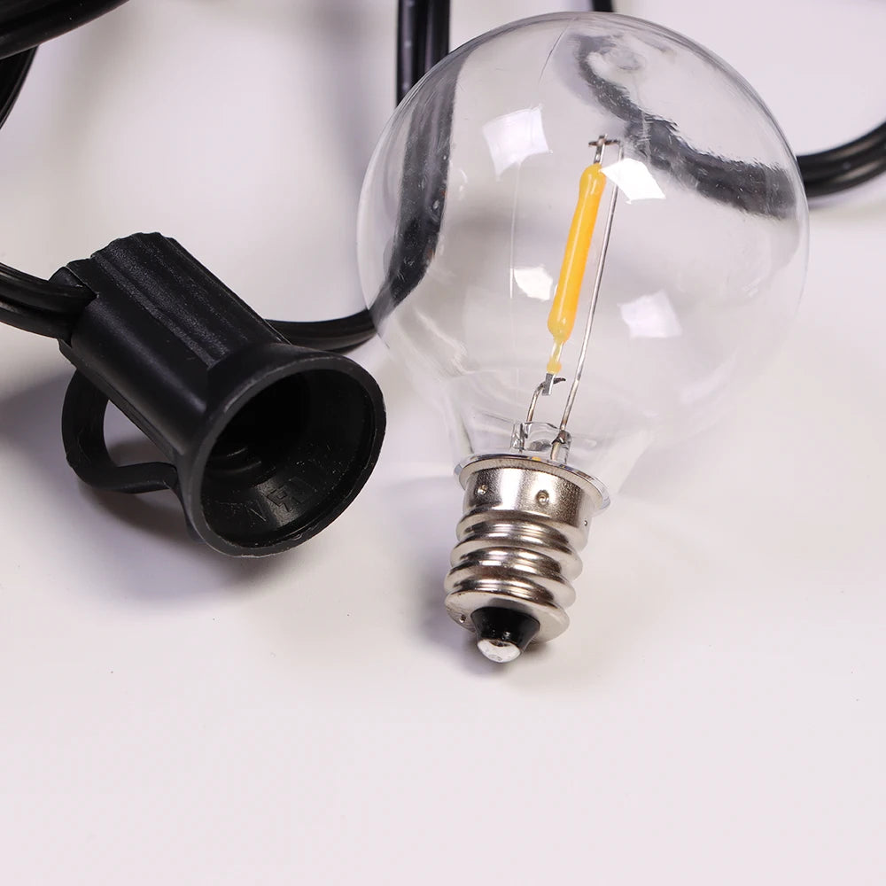 Luci di Natale da esterno, luci da patio, alimentate a energia solare e tramite USB, impermeabili.