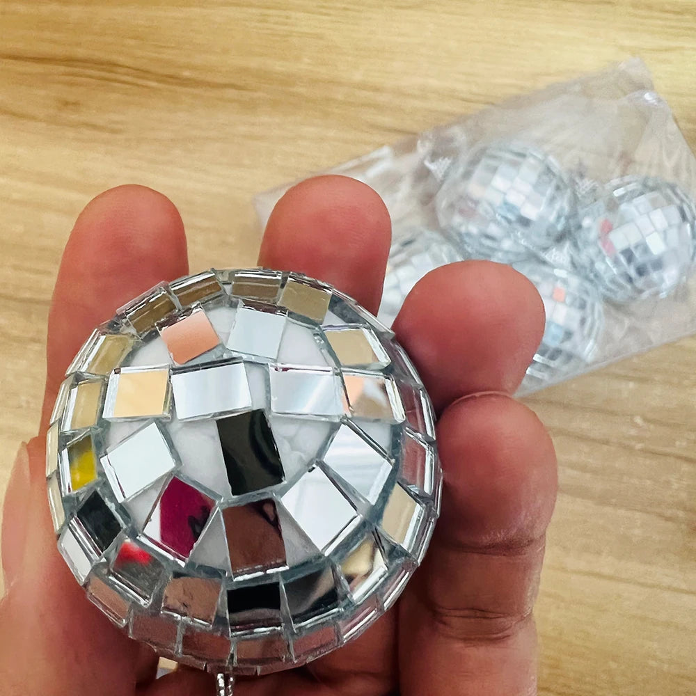 Bola de discoteca de espejos, decoración para fiestas de los años 70, reflectante, colgante, de 2 a 10 cm