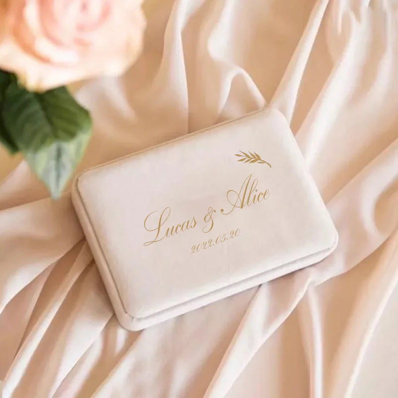 Flanell-Schmuckkästchen, individuelle Geschenkbox für Eheringe zur Hochzeit.