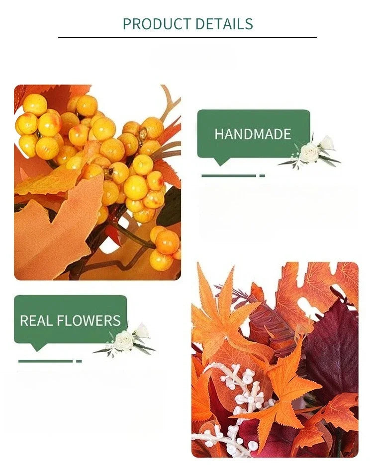 Bouquet di arance natalizie con girasoli artificiali e foglie d'acero