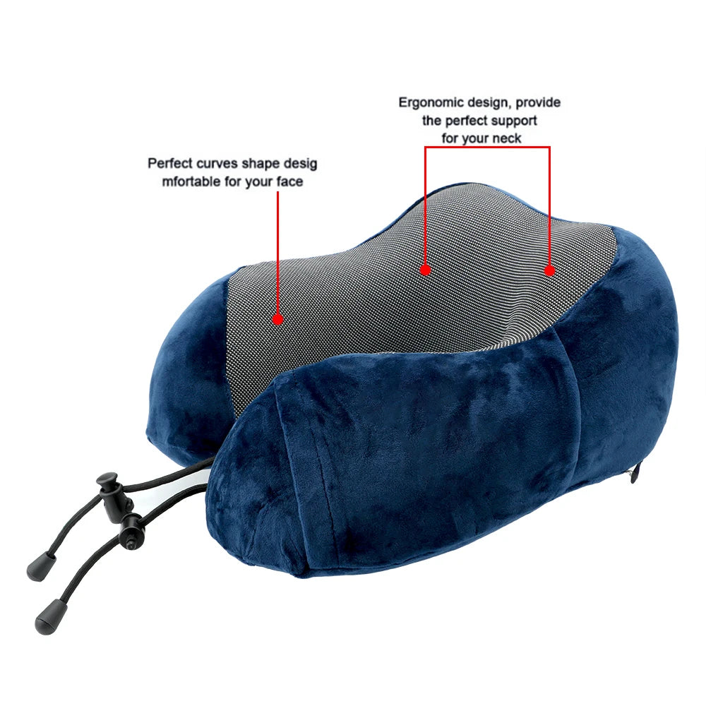 Cuscino da viaggio morbido a forma di U in memory foam per il collo