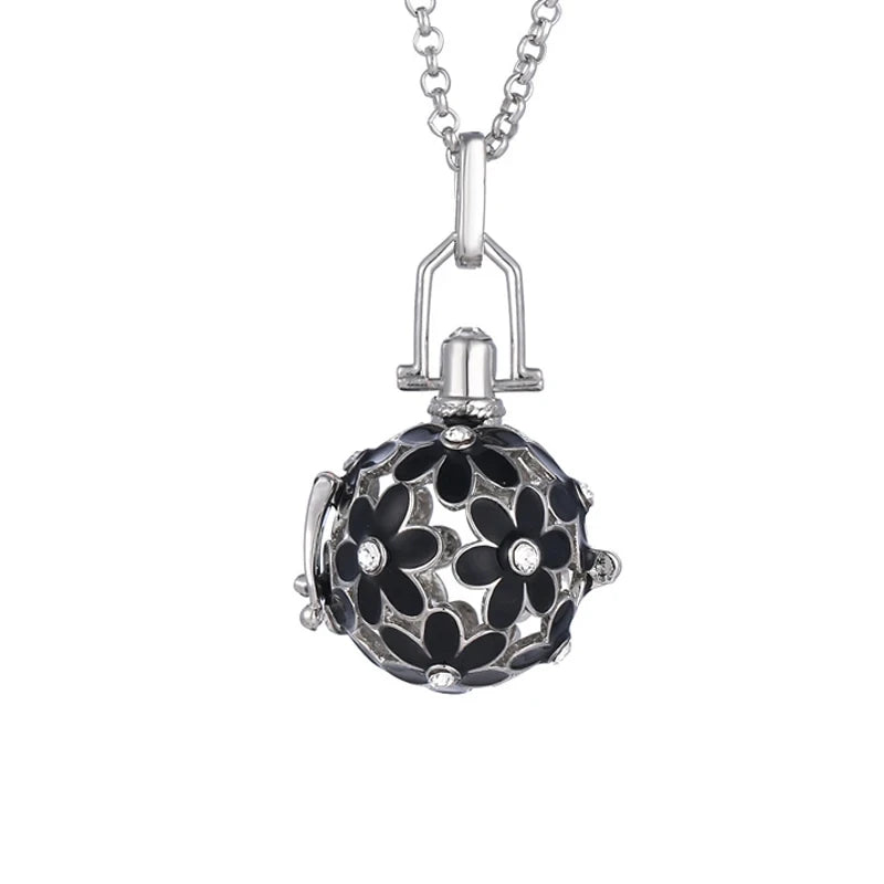 Collana con medaglione, campanellino musicale Mexico Chime, chiamata a sfera degli angeli, collana vintage per gravidanza, diffusore di oli essenziali per aromaterapia, accessori
