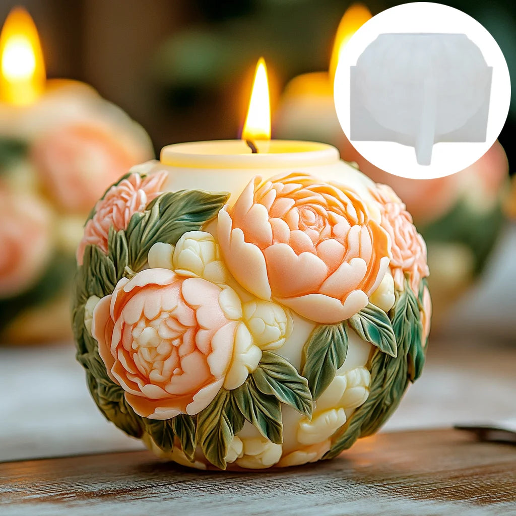 Grande stampo in silicone per candela a forma di rosa con fiore di peonia