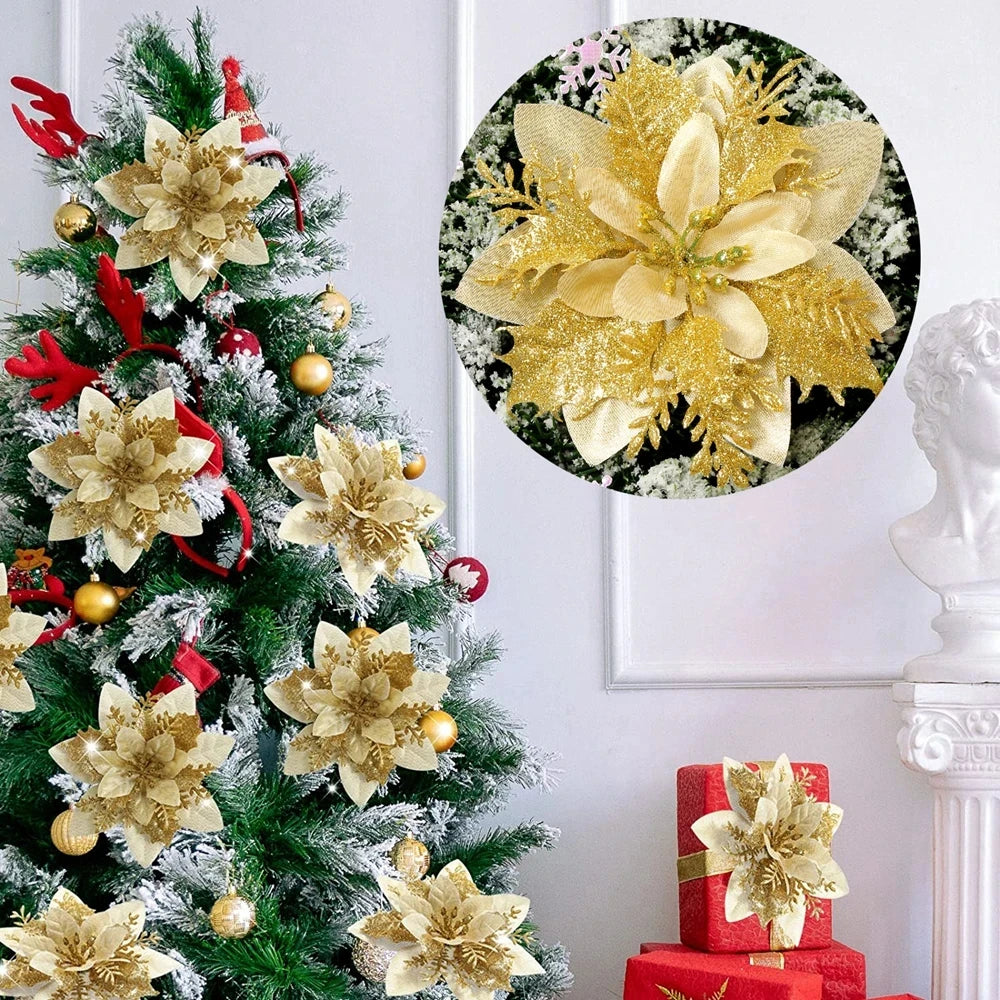 Decorazioni floreali artificiali di alta qualità per il Natale.