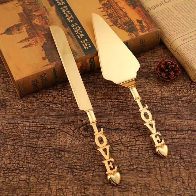 Kuchenmesser- und -heber-Set, 2-teiliges goldenes Kuchenschneidebesteck von KONCO.