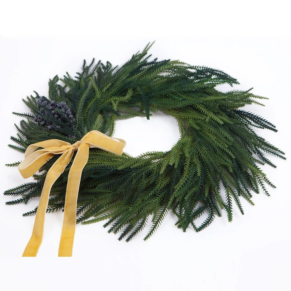 Ghirlanda natalizia di bacche rosse per porta d'ingresso esterna, fatta a mano.