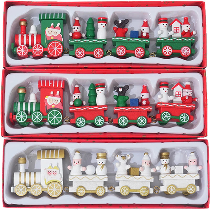 Decorazioni natalizie a forma di treno in legno, decorazione per torta di Babbo Natale