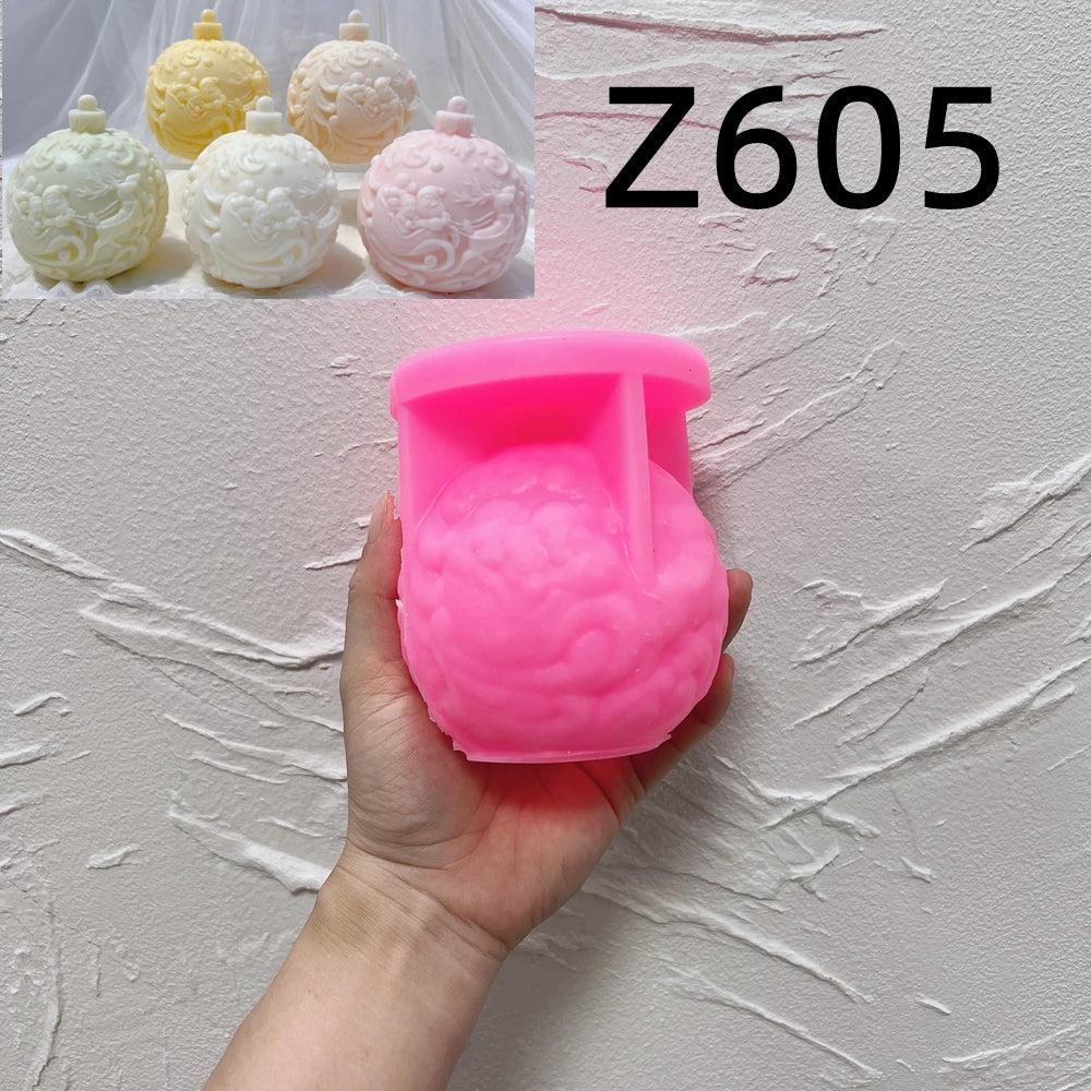 Stampo per candele in silicone a forma di palla, 5 modelli natalizi