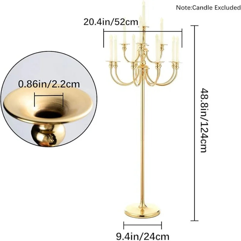 Portacandele da pavimento in metallo conico, 1,2 m, candelabro da matrimonio