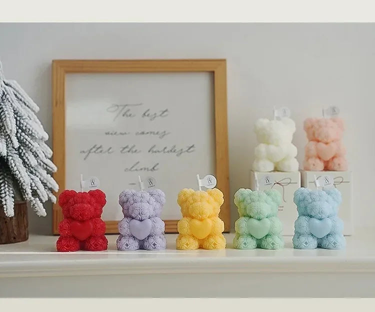 Candela Orso Romantica e Carina, Cera di Soia, Aromaterapia, Piccola, Profumata