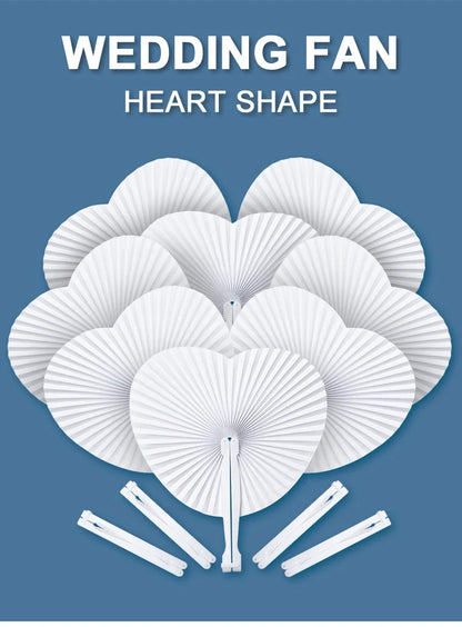 Ventagli di carta rotondi pieghevoli a forma di cuore, confezione da 20/100 pezzi.