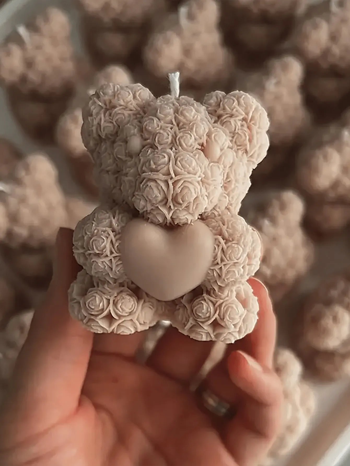 Stampo a forma di cuore a forma di orsetto rosa per la realizzazione di candele