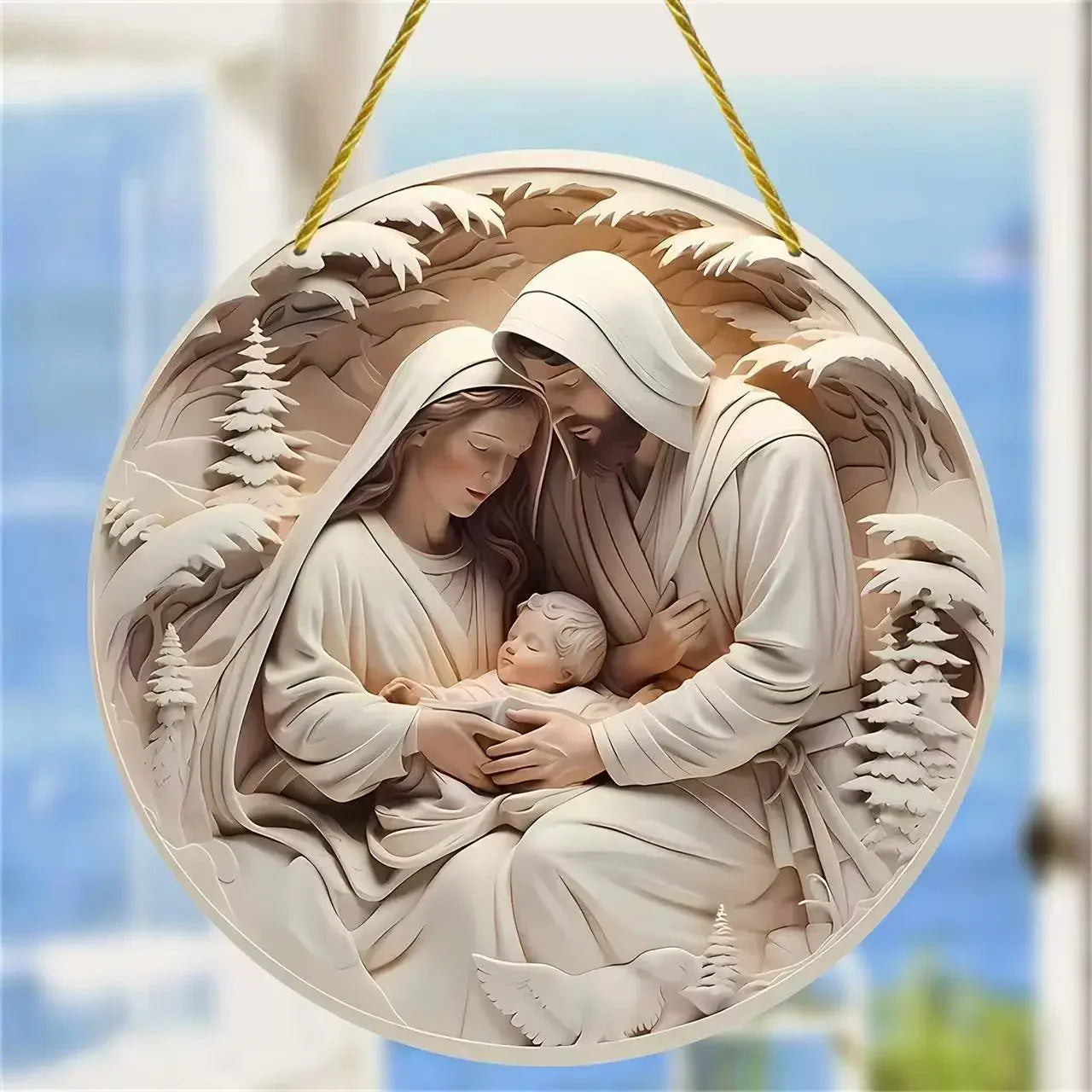 Decorazione per albero di Natale 3D di Gesù Cristo nella notte santa di Natale