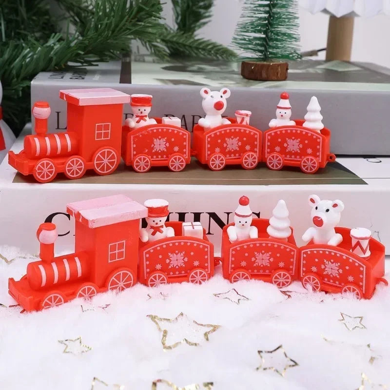 Decorazioni natalizie a forma di treno in legno, decorazione per torta di Babbo Natale