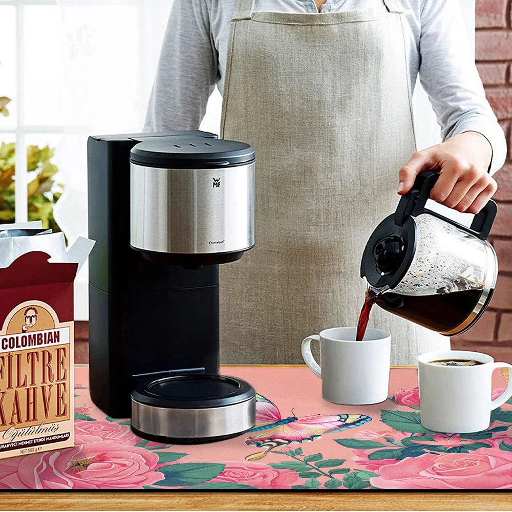 Tappetino assorbente da cucina grande con fiori e rose