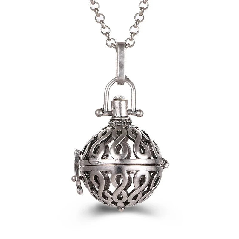 Collana con medaglione, campanellino musicale Mexico Chime, chiamata a sfera degli angeli, collana vintage per gravidanza, diffusore di oli essenziali per aromaterapia, accessori