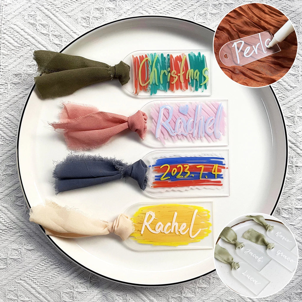 Segnaposto per matrimonio in acrilico, con etichetta in acrilico satinato, arco da 10/20/50 pezzi