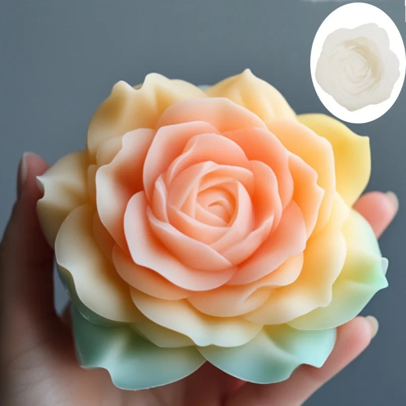 Grande stampo in silicone 3D per candela a forma di fiore di peonia