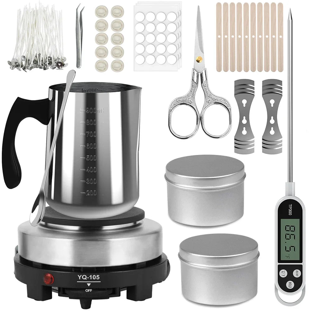 Kit per la fabbricazione di candele con fornello elettronico da 500 W, set di strumenti per principianti con crogiolo