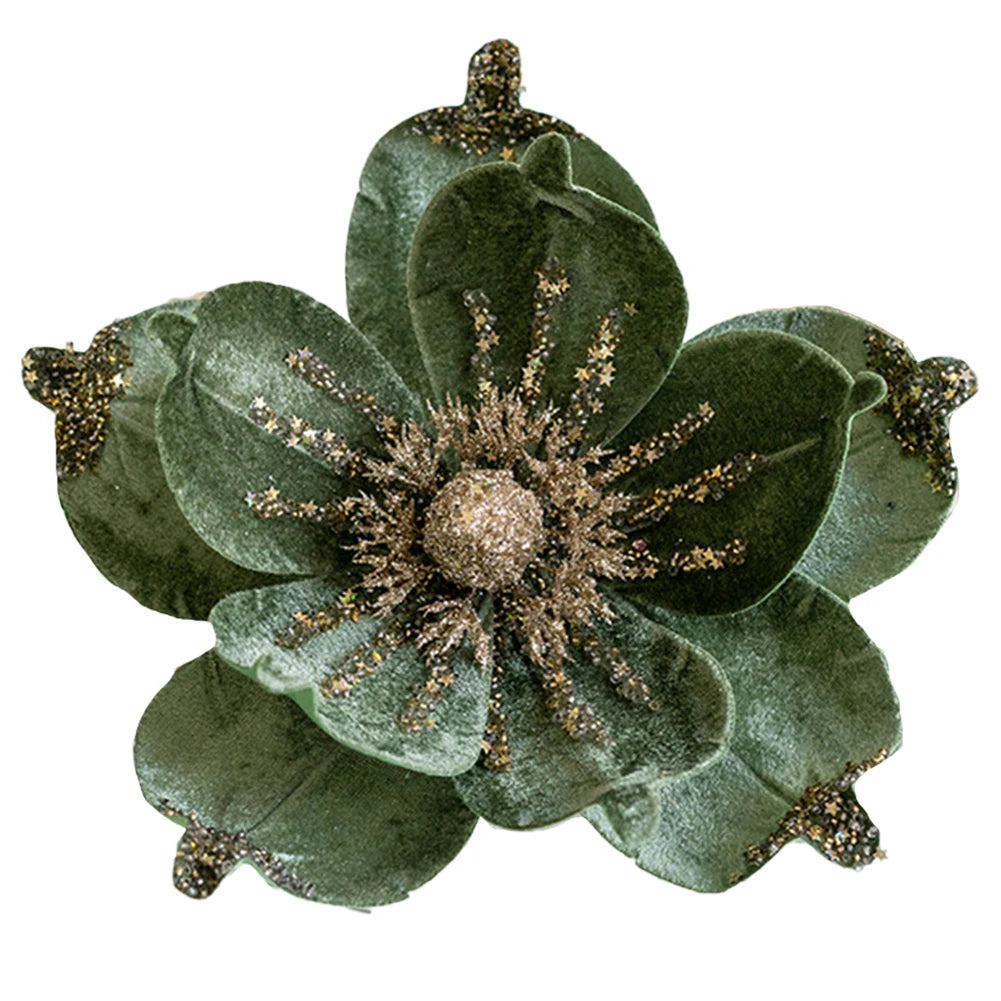 Decorazione artificiale glitterata con fiori di Natale da 24 cm
