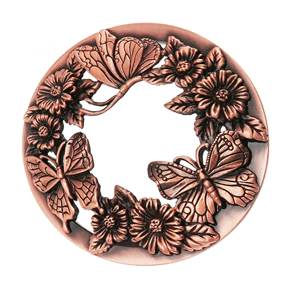 Candela antica a forma di farfalla, coperchio per barattolo, argento/oro/bronzo