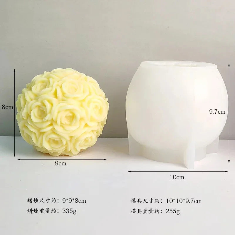 Grande stampo in silicone 3D per candela a forma di fiore di peonia