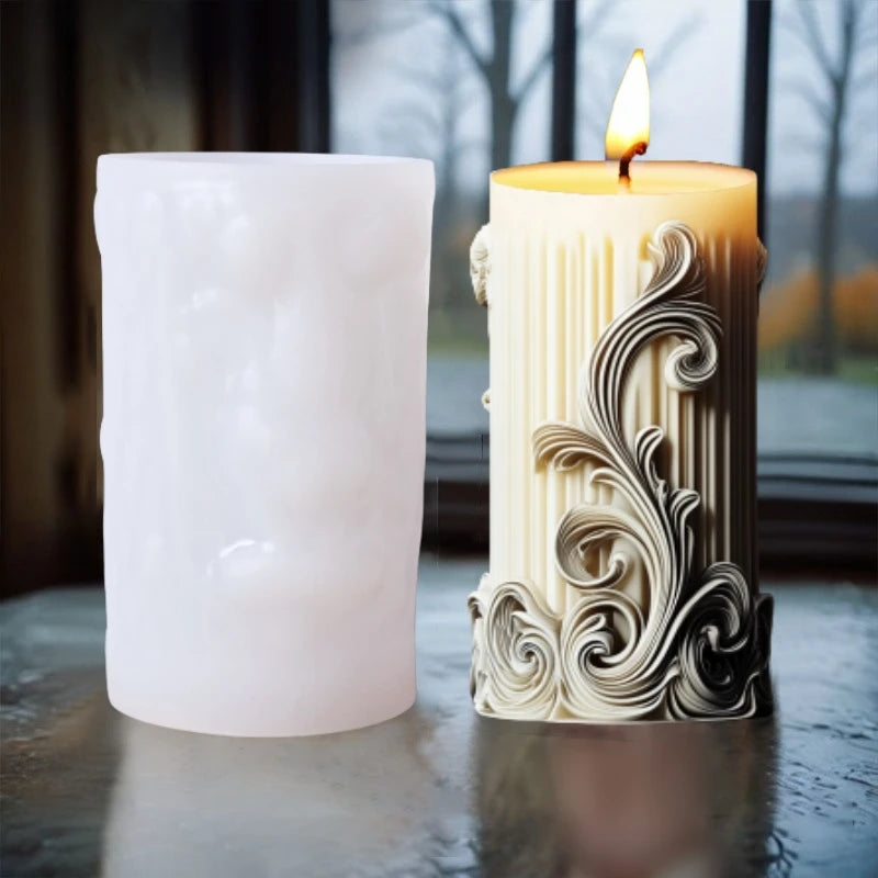 Stampo in silicone per candele cilindriche in gesso a forma di fiore di lavanda