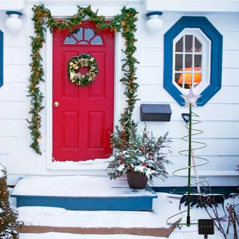 Luci solari a LED per albero di Natale, da esterno, da giardino, da cortile.
