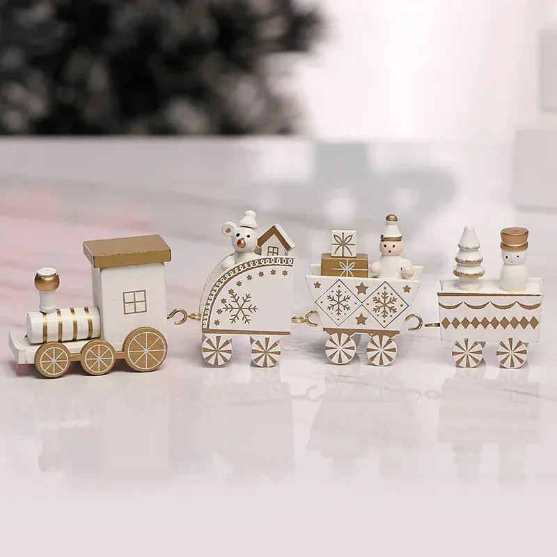 Decorazioni natalizie a forma di treno in legno, decorazione per torta di Babbo Natale