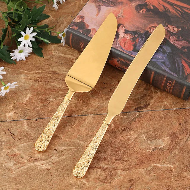 Kuchenmesser- und -heber-Set, 2-teiliges goldenes Kuchenschneidebesteck von KONCO.