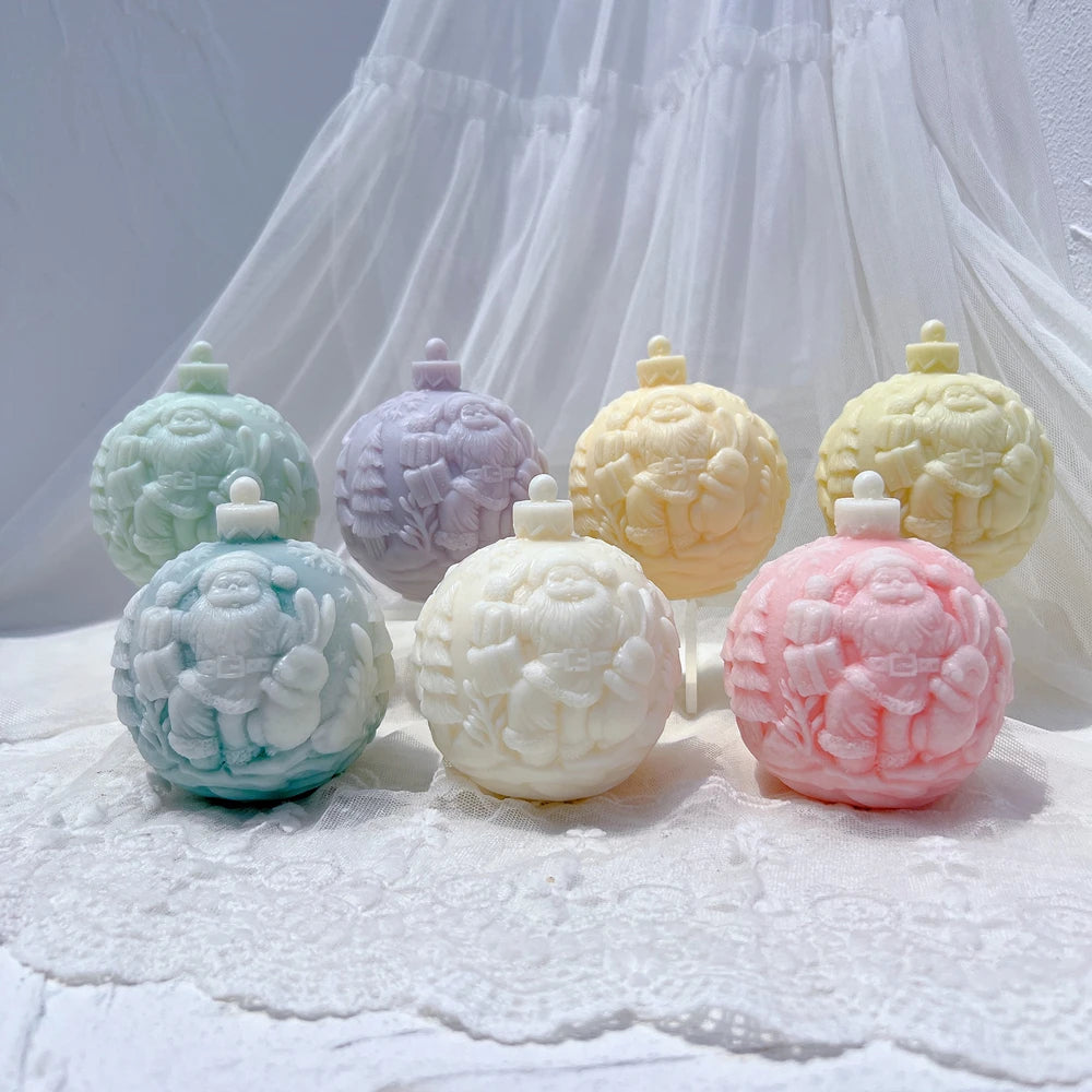 Stampo per candele in silicone a forma di palla, 5 modelli natalizi