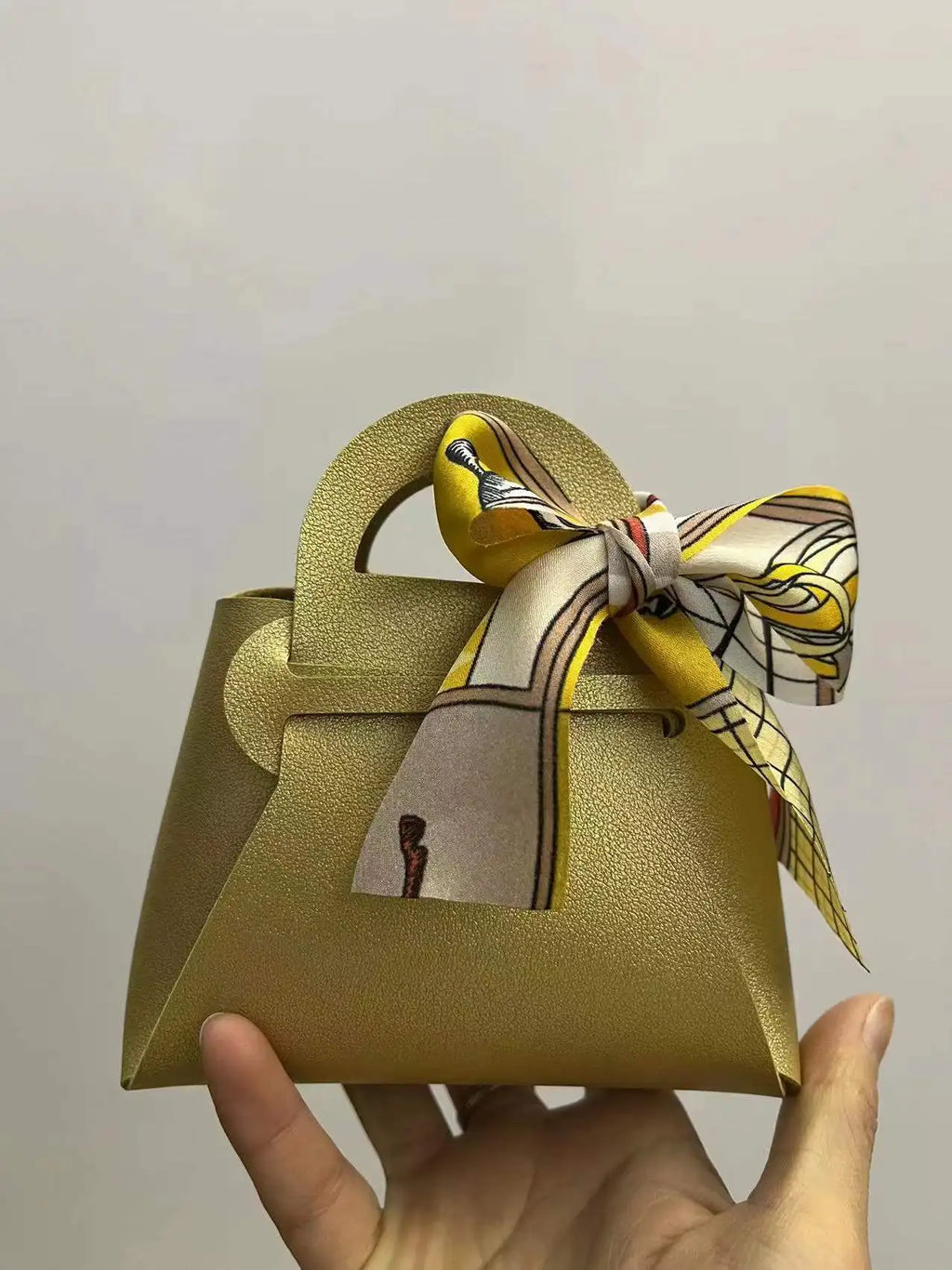 Borse regalo in pelle, mini borsetta con nastro, 5 pezzi