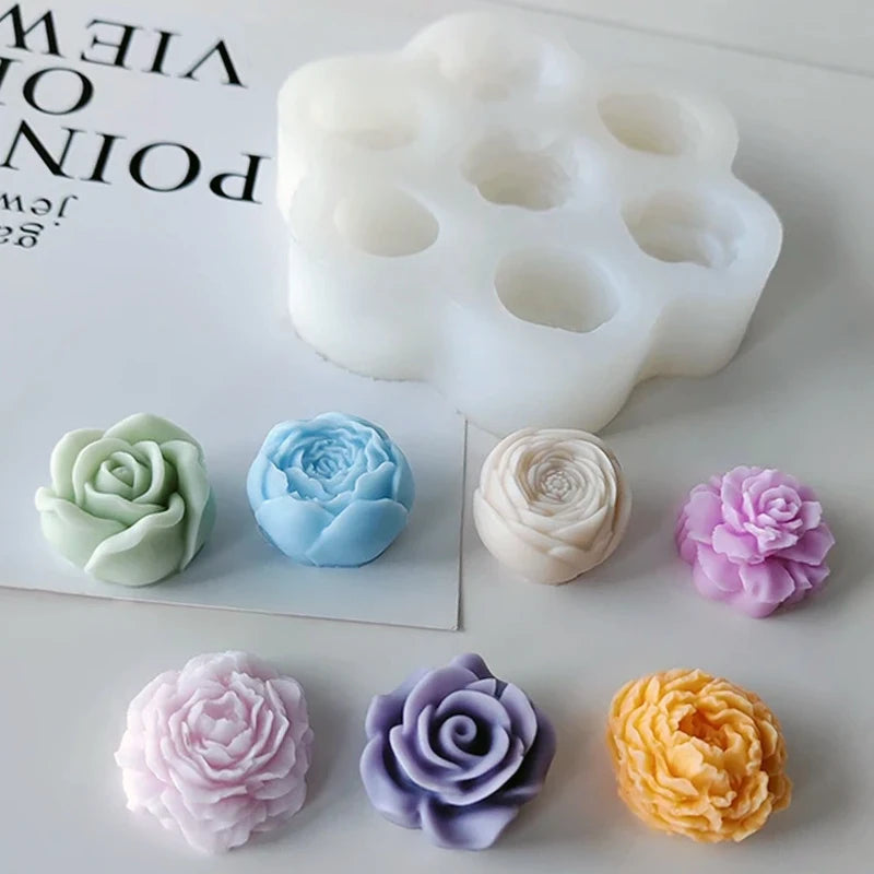 Stampi in silicone 3D per rose e peonie - 7 pezzi 