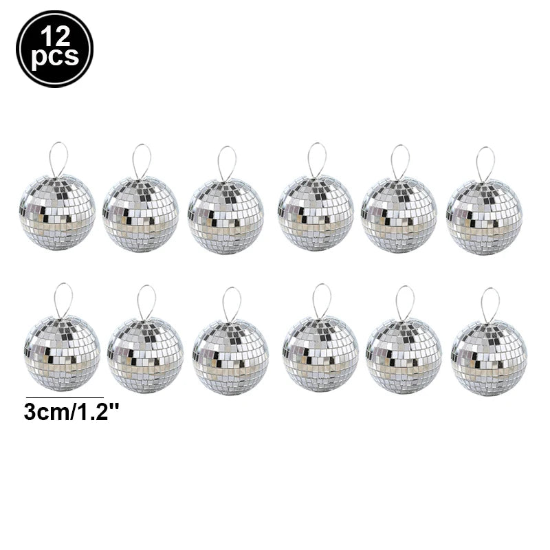 Bola de discoteca de espejos, decoración para fiestas de los años 70, reflectante, colgante, de 2 a 10 cm