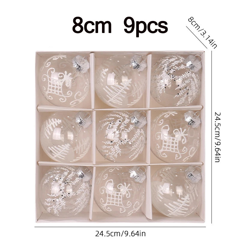 Set di palline di Natale per feste infrangibili trasparenti da 8 cm.