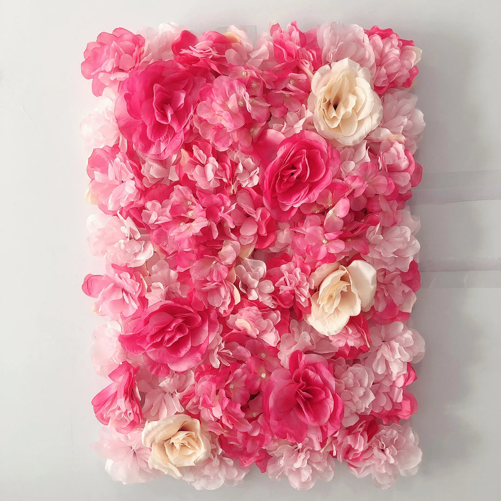Sfondo decorativo per pareti con fiori artificiali di rose di seta rosa