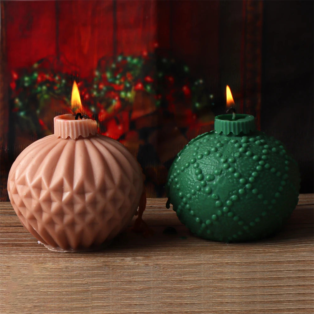 Christmas Ball Silicone Candle Mold 3D Geometric Sphere Aromatherapy.